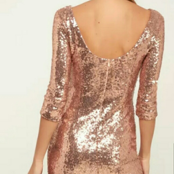 💕Lulu's Rose Gold Sequin Delightful Ways Dress - Picture 2 of 7